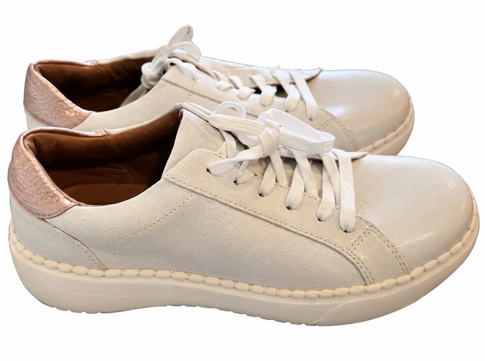 Eurosoft by Sofft Sneakers Women's 7.5M White Metallic Rose Leather Comfort NWOB